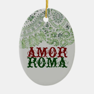 Amor Roma With Green Lace Ceramic Ornament
