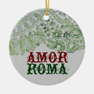 Amor Roma With Green Lace Ceramic Ornament
