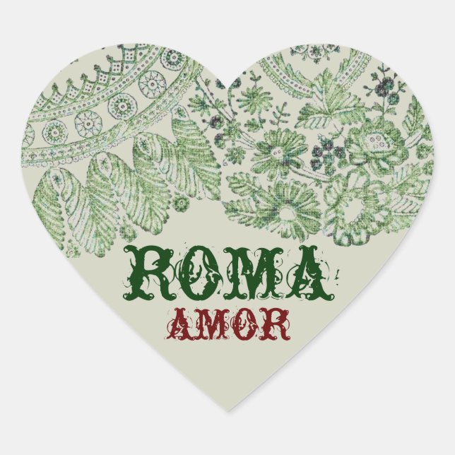 Amor Roma With Vintage Lace Heart Sticker (Front)