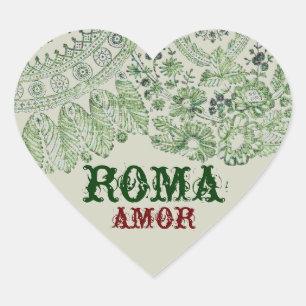 Amor Roma With Vintage Lace Heart Sticker