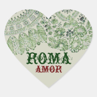 Amor Roma With Vintage Lace Heart Sticker