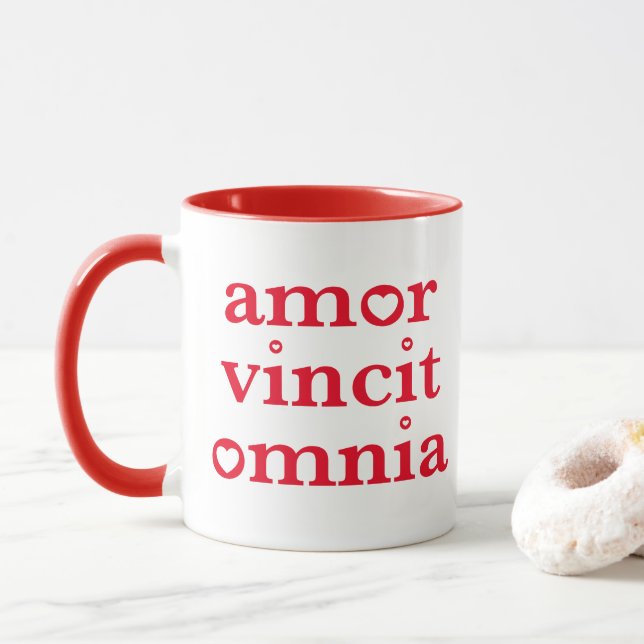 Amor Vincit Omnia- Latin Quote Mug (With Donut)