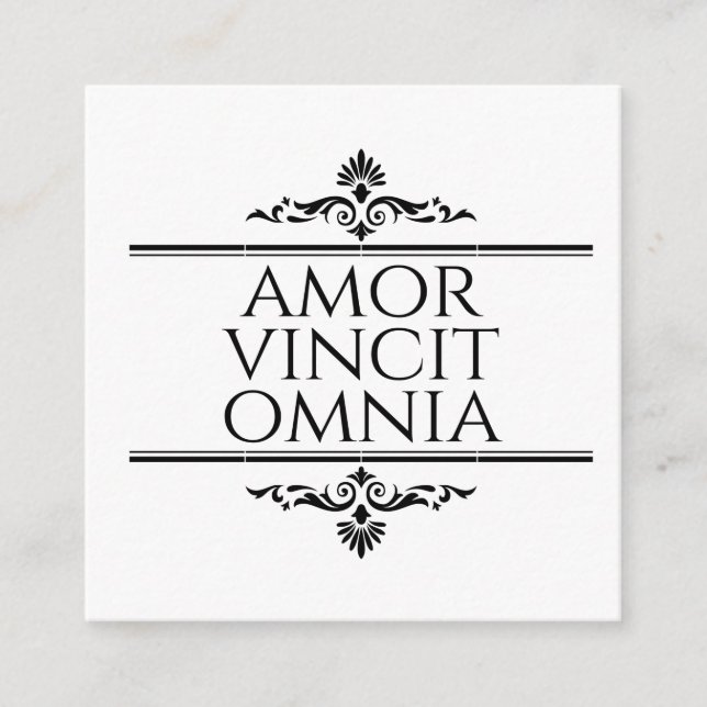 Amor Vincit Omnia Love Conquers All Latin Phrases Enclosure Card (Front)
