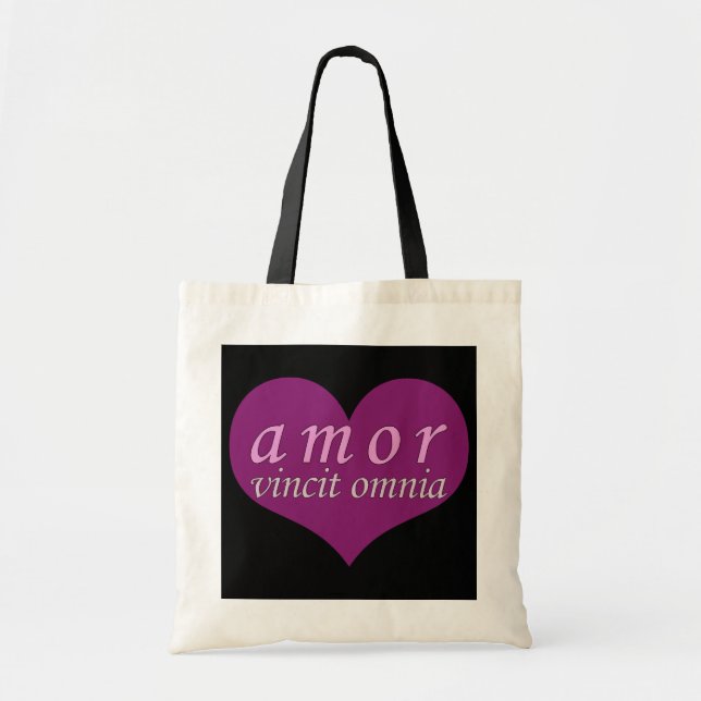 Amor Vincit Omnia Love Conquers All Valentines Day Tote Bag (Front)