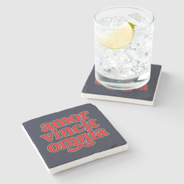 Amor vincit omnia stone coaster (Side)