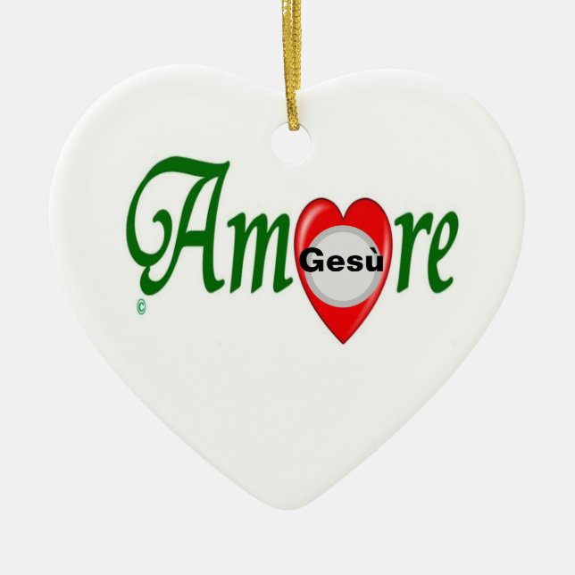 Amore Gesù Ceramic Ornament (Front)