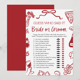 Amore Italian Bride or Groom Bridal Shower Game Invitation