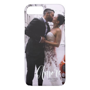 Amore, Modern Script • Custom Photo, Names & date iPhone 8/7 Case