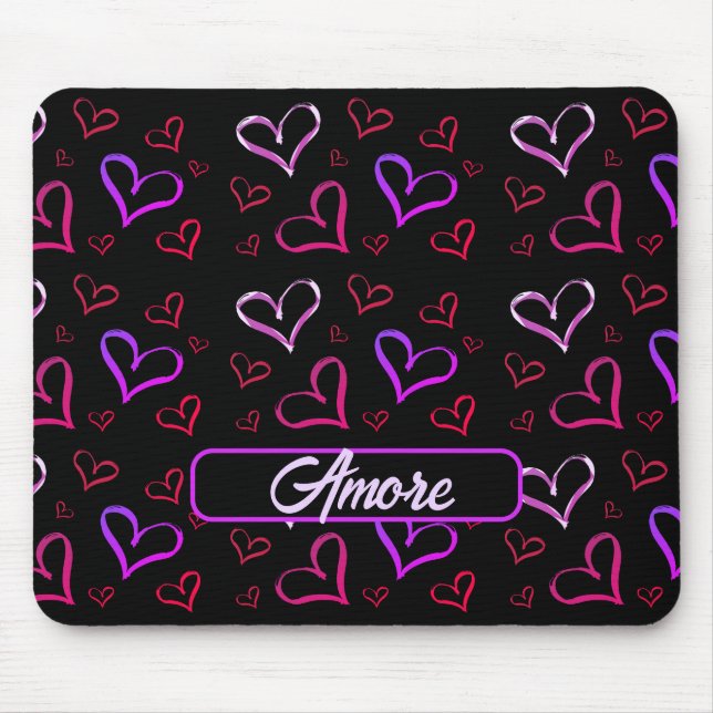 Amore Red And Purple Hearts Mouse Pad (Front)