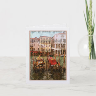Amore Venezia! Two Gondolas/vintage look photo Card