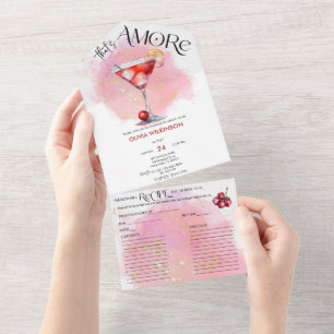 Amore   Watercolor Bridal Shower All In One Invitation