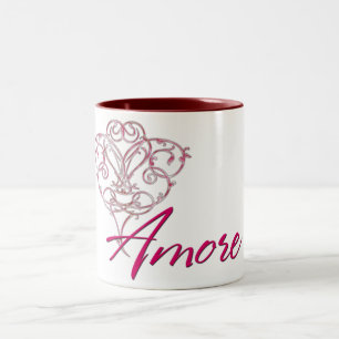 Amore with Scrolled Heart Design 1 Coffee/Tea Mug