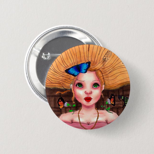 Amorella Butterfly Art Button (Front & Back)