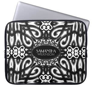 Amoria   Black & White Decorative ornate design Laptop Sleeve
