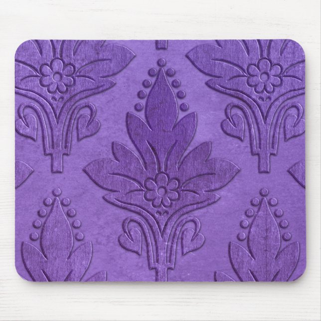 AMOROSO DAMASK: AGED PARCHMENT in PURPLE Mouse Pad (Front)