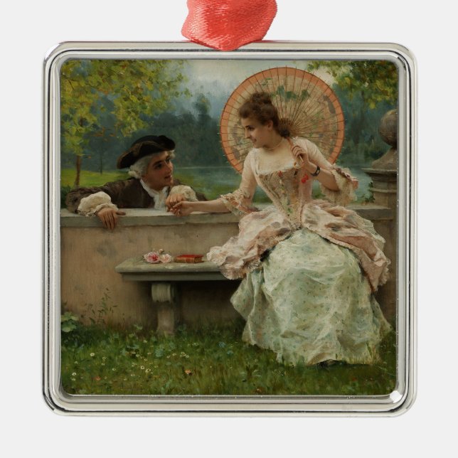 Amorous Conversation in the Park Metal Ornament (Front)