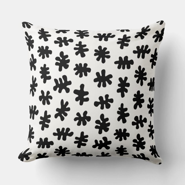 Amorphic Shapes 120322 - Black on White Throw Pillow (Front)