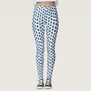 Amorphic Shapes 120322 - Indigo Blue on White Leggings