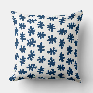 Amorphic Shapes 120322 - Indigo Blue on White Throw Pillow