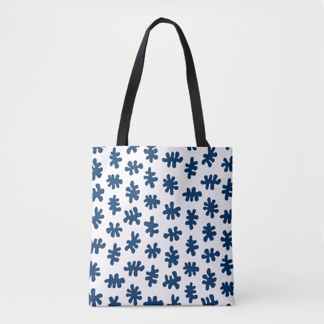Amorphic Shapes 120322 - Indigo Blue on White Tote Bag (Front)