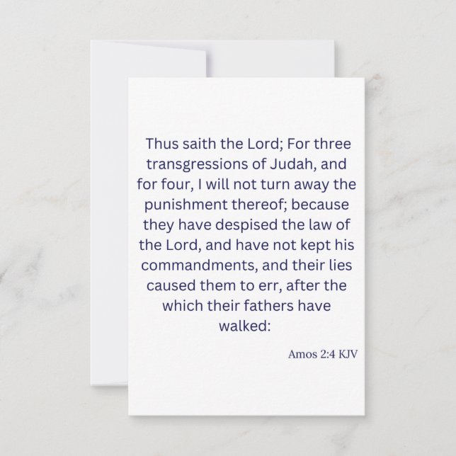 Amos 2:4 KJV Bible Scripture Carte de voeux (Devant)