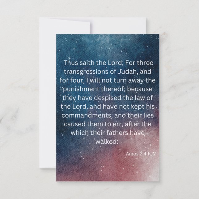 Amos 2:4 KJV Bible Scripture Carte de voeux Pic (Devant)
