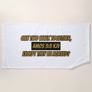 Amos 3:3 KJV Bible Verse Scripture Beach Towel