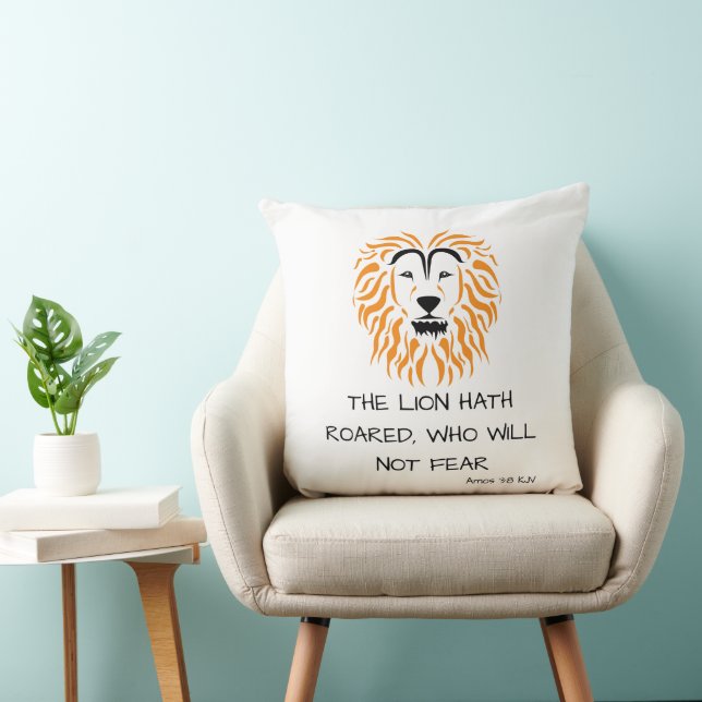 Amos 3:8 KJV Bible Scripture Verse Throw Pillow (Chair)