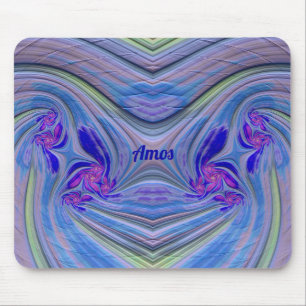 AMOS ~ Zany Purple, Blue, Green and Pink Mouse Pad