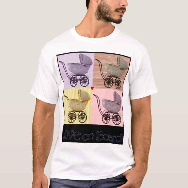 Amour à bord de T-shirt antique de voiture (Devant)