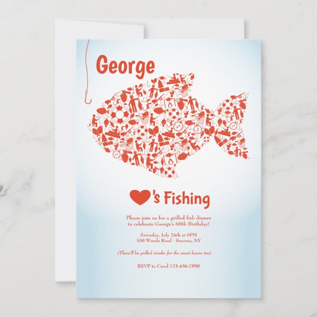 Amour à Fish Party Invitation (Devant)