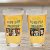 Amour à Grand-papa 6 photos verre à bière bleu