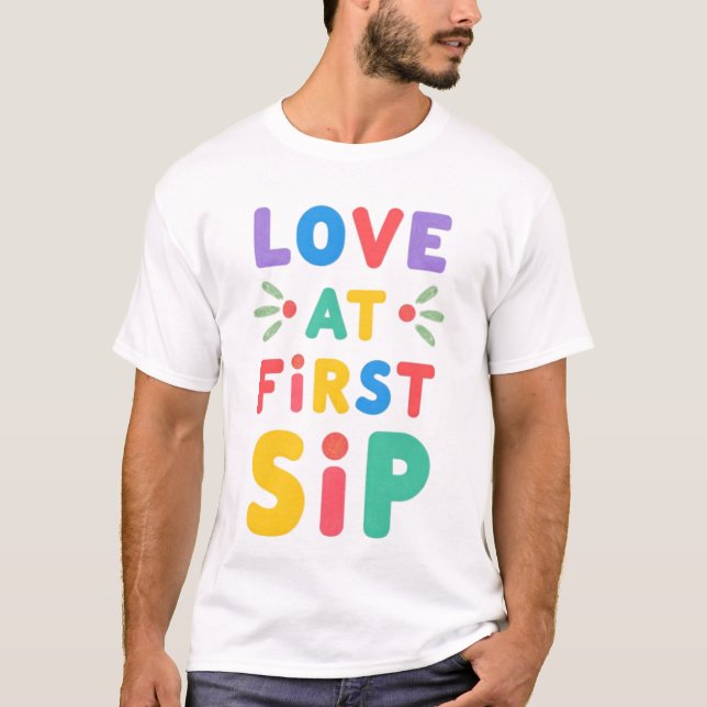 Amour à la première gorgée T-shirt masculin de bas (Devant)