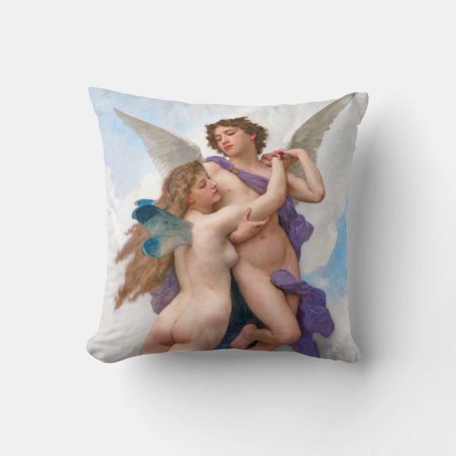 Amour and Psyche, Bouguereau Throw Pillow (Front)
