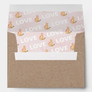 Amour Aquarelle Fox Kraft Enveloppe
