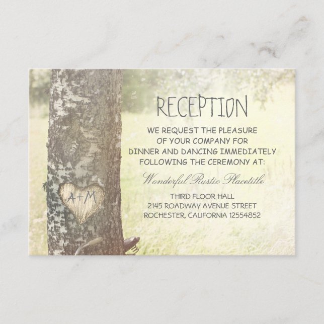 amour arbre campagne mariage Cartes de réception (Devant)