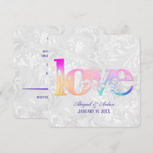 Amour Arc-En-Ciel Sur Invitation Satin Mariage