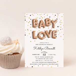 Amour bébé   Invitation Rose Baby shower Or