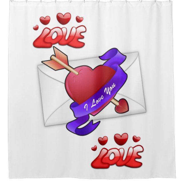 amour blanc valentines jour douche rideau (Devant)