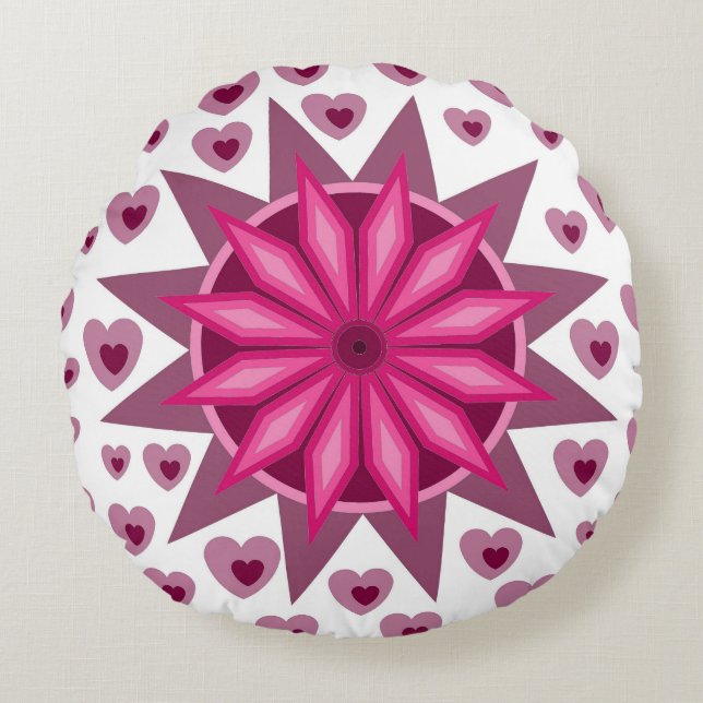 AMOUR COEUR CADEAU FEMME MARI AMI COUSSIN ROND (Devant)