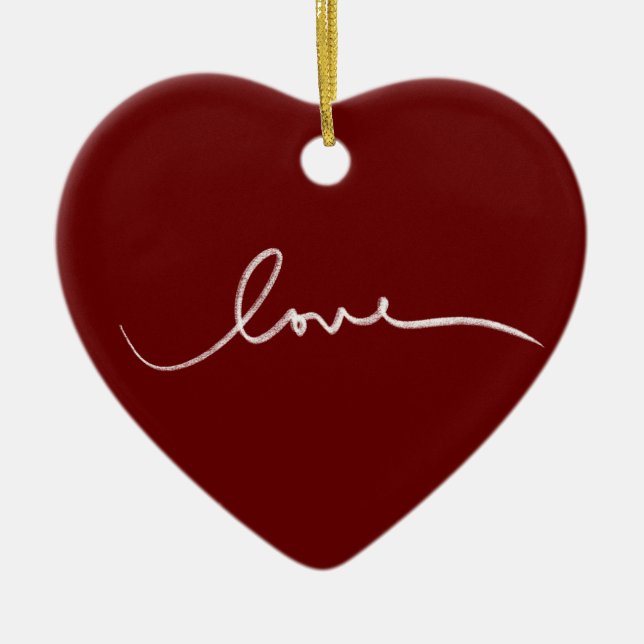 "Amour" Coeur en forme d'arbre de Noël Ornement (Devant)