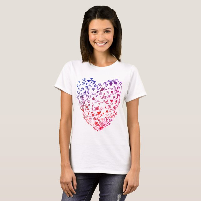 Amour, Coeurs Dessin T-shirt Basic (Devant entier)