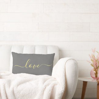 AMOUR | Coussin Lumbar réversible jaune et gris