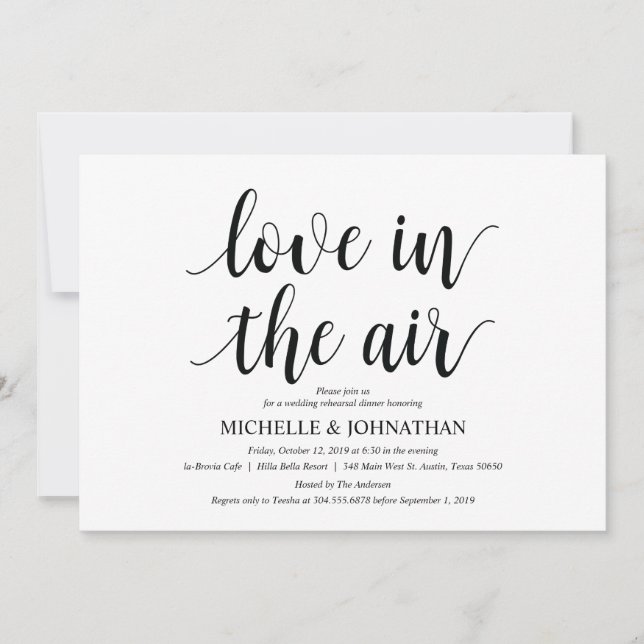 Amour dans l'air Répétition Dîner Cartes d'invitat (Devant)