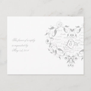 Amour dans toute langue en carte postale argentée