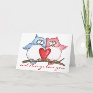 Amour de hibou - carte de voeux