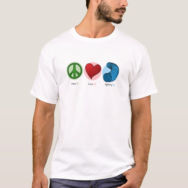 Amour de paix et T-shirt d'agilité de chien (Devant)