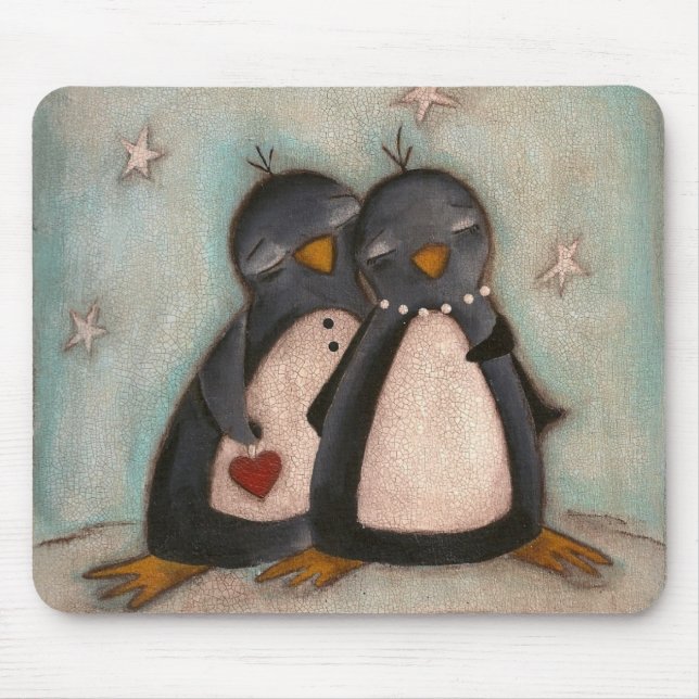 Amour de pingouin - tapis de souris (Devant)