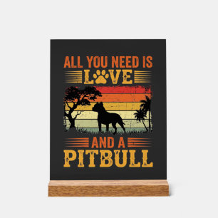 Amour de Pitbull Coucher de Soleil Rétro Chien