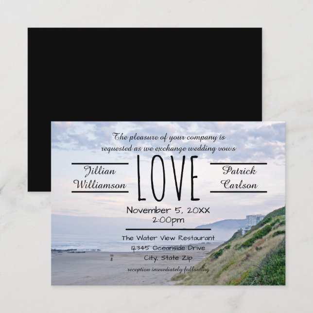 Amour de plage/océan - faire-part de mariage 3x5 (Devant / Derrière)
